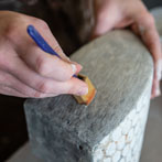 Meghan Downs at work in her studio 2019